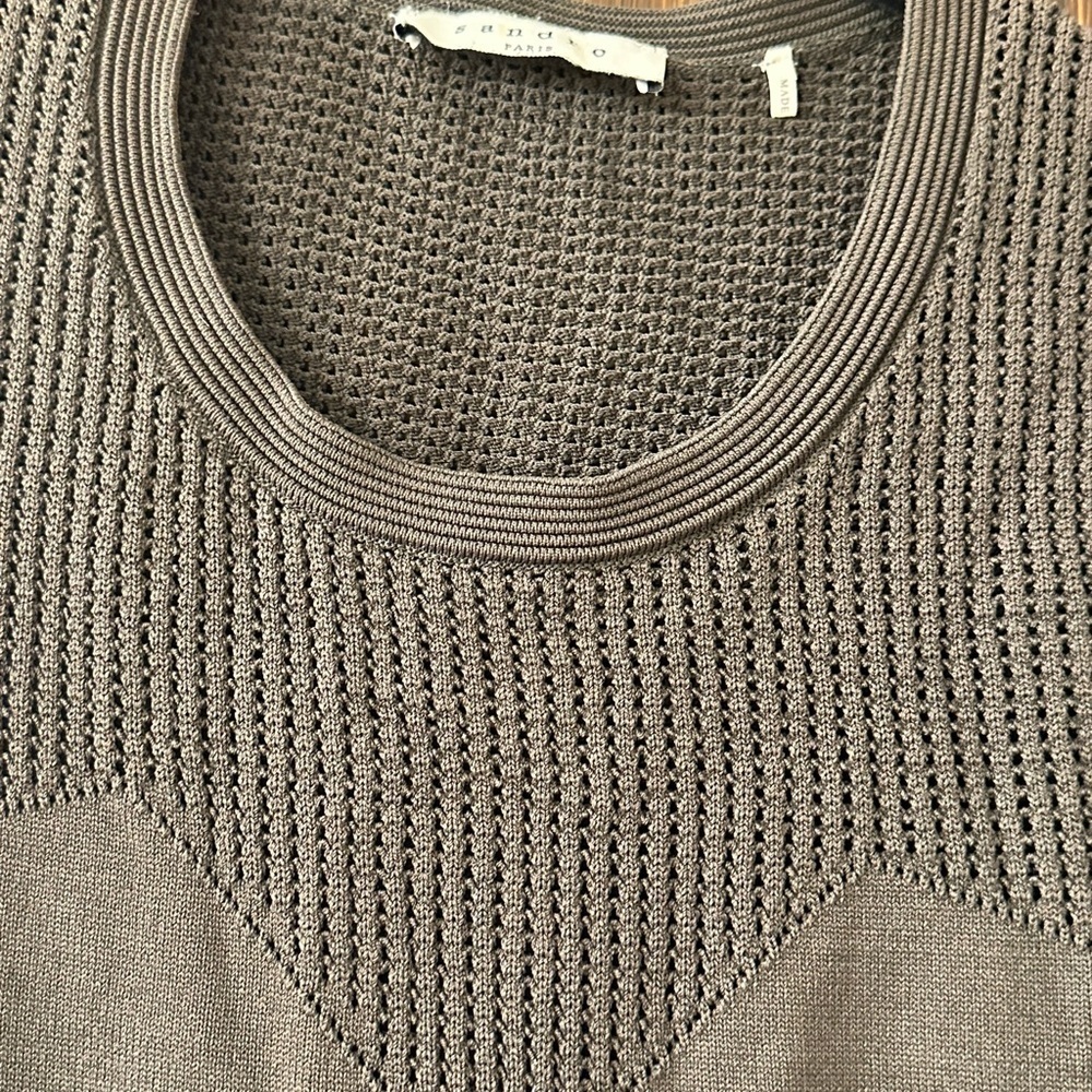 SANDRO Rhapsody Olive Green Fit and Flare Dress (D9) - Picture 6 of 8
